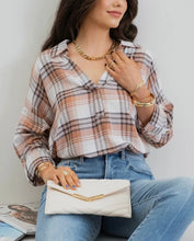 Load image into Gallery viewer, Thankful For You Collared Plaid Top