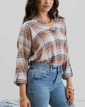 Load image into Gallery viewer, Thankful For You Collared Plaid Top
