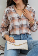 Load image into Gallery viewer, Thankful For You Collared Plaid Top
