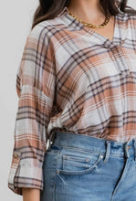 Load image into Gallery viewer, Thankful For You Collared Plaid Top
