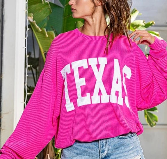 Texas Corded Pullover Hot Pink