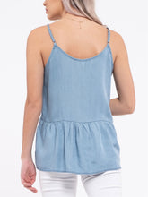 Load image into Gallery viewer, Chambray Vacay Peplum Top
