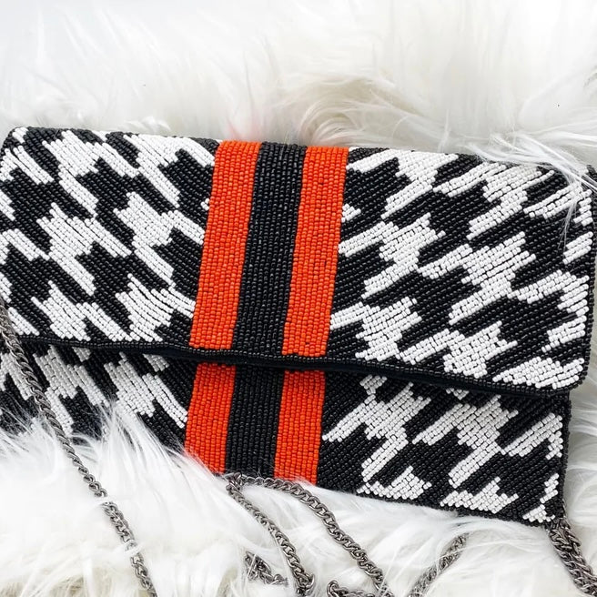 Houndstooth Beaded Purse